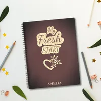 My Fresh Start modern trendy Maroon Red and Beige Notebook