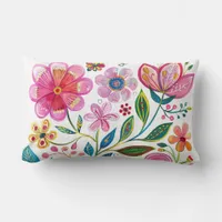 Boho Chic Pink Flower Throw Pillow