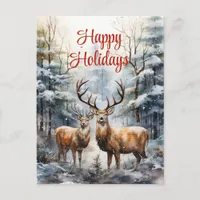 Reindeer in Winter Wonderland Holiday Postcard