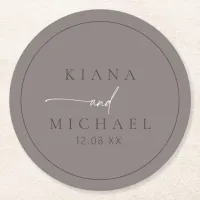 Chic Neutrals Wedding Warm Gray ID1020 Round Paper Coaster