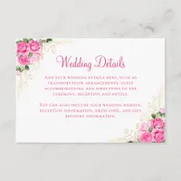 Pink Gold Floral Watercolor Wedding Details  Enclosure Card