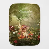 Cute Mushroom Fairy in the Forest Baby Burp Cloth