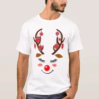 Adorable Deer Face with Ornaments on Antlers, ZKOA T-Shirt