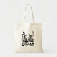 New York City Black and White Urban Street Scene Tote Bag