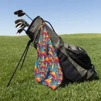 Psychedelic Retro Trippy Mushrooms Golf Towel