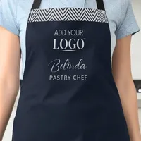 Business Logo Navy Blue Corporate Employee Uniform Apron