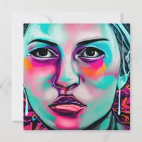 Painted Women's Face and Tear | Teal and Pink Art