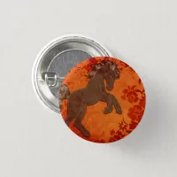 Majestic Horse in Asian Floral Tapestry Button