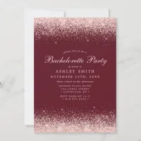 Rose Gold Confetti Burgundy Modern Bachelorette Invitation