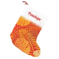 Tropical Palm Leaves Cosy Orange Red Small Christmas Stocking