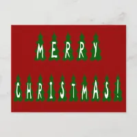 Merry Christmas Tree Font Holiday Postcard