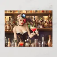 Pretty Bartender Postcard