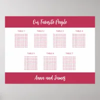 Cherry Magenta 7 Table Seating Chart Poster