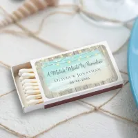 Rustic Wood Beach String Lights Wedding Matchboxes