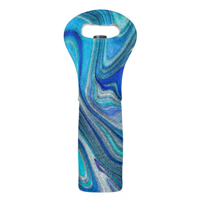 Elegant Aquamarine Paua Rainbow Shell Inspired Wine Bag