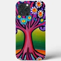 Colorful Folk Art Style Whimsical Tree   iPhone 13 Pro Max Case