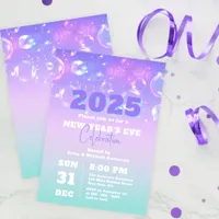 Bubbles and Lights 2025 New Year's Eve Celebration Invitation