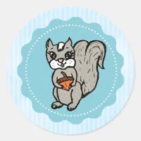 Squirrel with a nut  Woodland Creature Classic Round Sticker