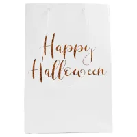 Modern Happy Halloween Orange Glitter Typography Medium Gift Bag