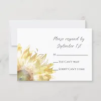 Yellow Sunflowers Watercolor Wedding  RSVP Card