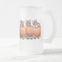 Thanksgiving is the Cat's Meow Frosted Glass Beer Mug