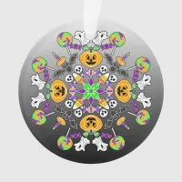 Halloween Mandala Ghosts, Pumpkins and Lolipops Ornament