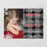 Black Plaid Christmas Post Card, Personalize This! Holiday Postcard