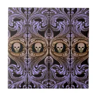 Goth Purple Ornament and Skull Tile