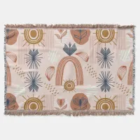 Terracotta Sunrise: Boho Harmony, Blush Pink Throw Blanket