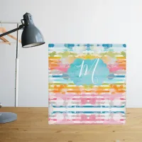 Rainbow Watercolor Stripes and Paint Splatters 3 Ring Binder