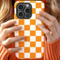 Orange And White Checkerboard Checker Pattern iPhone 11 Case