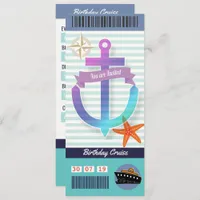 Birthday Cruise Boarding Pass Ticket Invitation