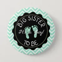 Big Sister to be  Green Chevron Baby Shower button