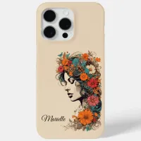 Retro Girl with Flowers in her hair iPhone 15 Pro Max Case