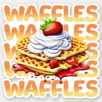 Stack of Waffles Covered in Strawberries Sticker