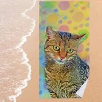 Cute kitten - modern, abstract  beach towel