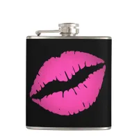 Black and Bright Pink Ombre Lipstick Kiss Flask