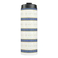 Blue Gold Christmas Pattern#35 ID1009 Thermal Tumbler