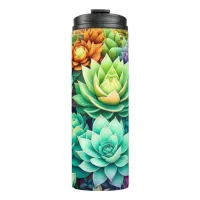 Colorful Succulents Collage Thermal Tumbler