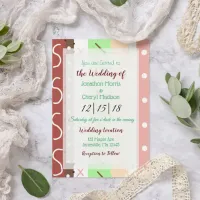 Coral and Green Boho Colors Wedding  Invitation