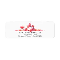 *~* Floral Watercolor Red Poppy Flower Modern Label