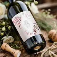 Dreamy Foliage Wedding Burgundy ID817 Wine Label