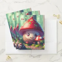 Cute toadstools in the forest - good luck  pocket folder