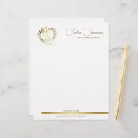 Monogram Gold Violin Modern Script Minimalist Letterhead