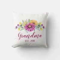 New Grandma Pretty Rustic Floral Throw Pillow