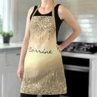 Monogram Antique Gold Dripping Glitter Metallic Apron