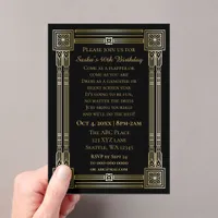 Roaring 20s art deco great gatsby birthday acrylic invitations