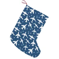 Plane Spotters Blue and White Airplane Pattern Small Christmas Stocking