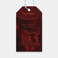 Elegant Christmas Trees burgundy Gift Tags