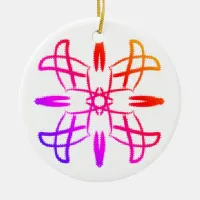 Pink "X Marks the Spot" Mandala #14  Ceramic Ornament